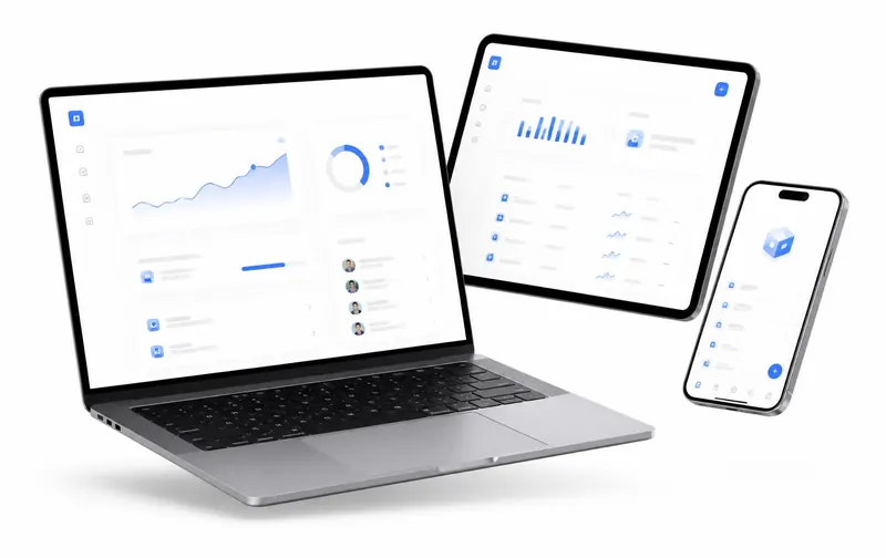 Preview of a premium business website shown on a laptop, tablet and phone